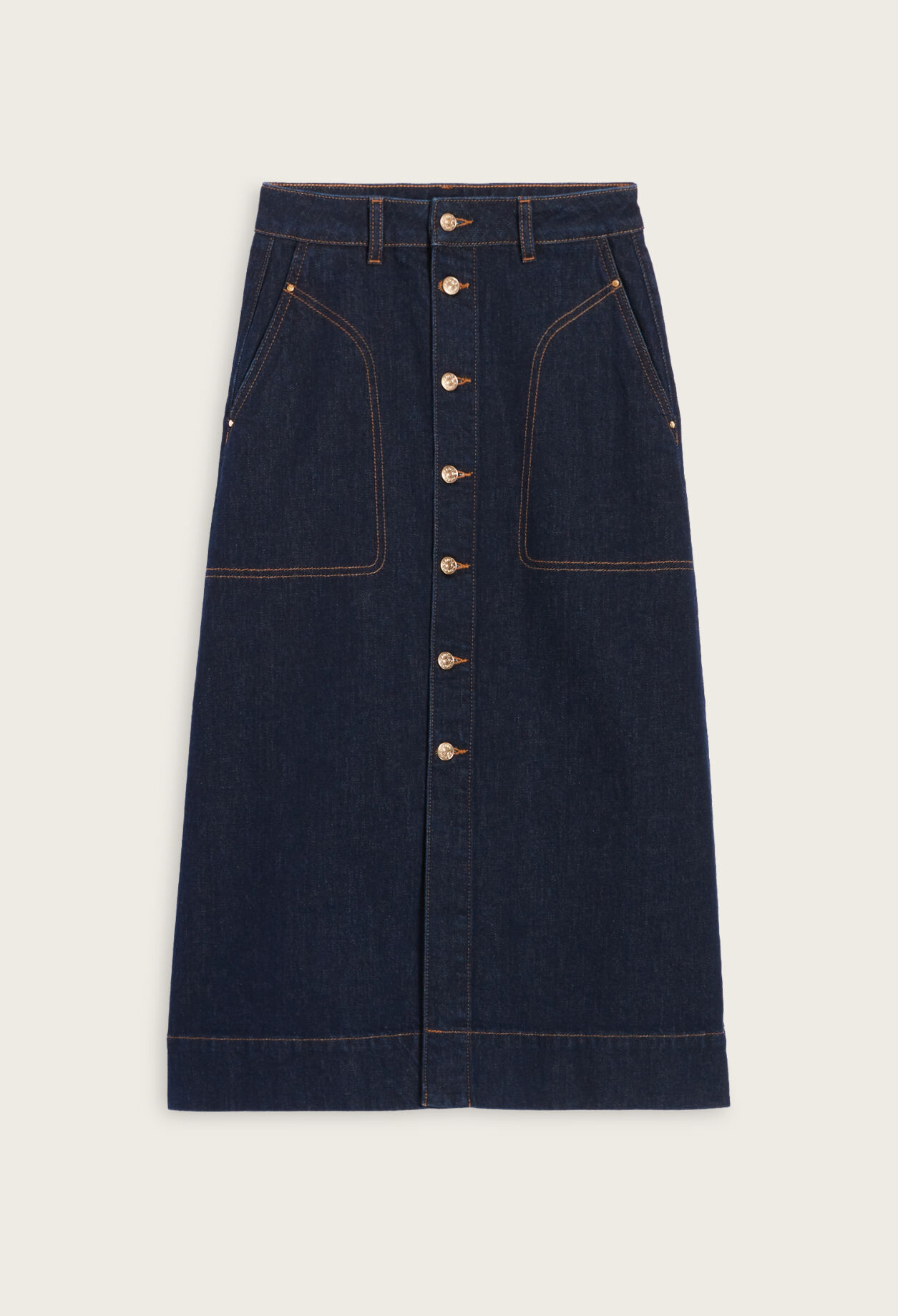 Pull On Denim Midi Skirt in Sustainable Cotton Blue | Skirts | Monsoon UK.
