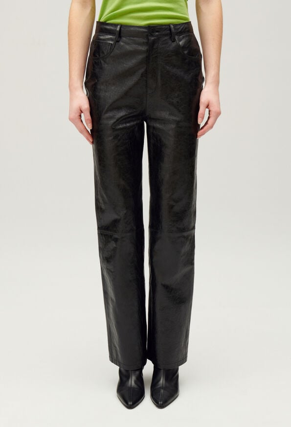 224CLARKE : Leather Trousers color BLACK