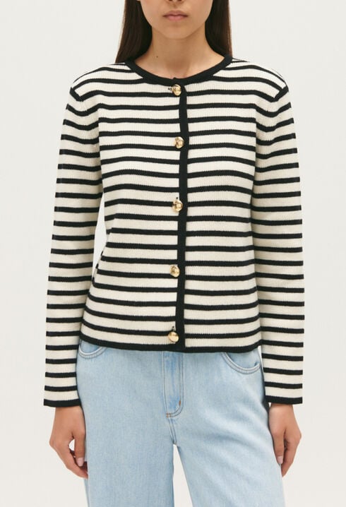 Two-tone striped cardigan 