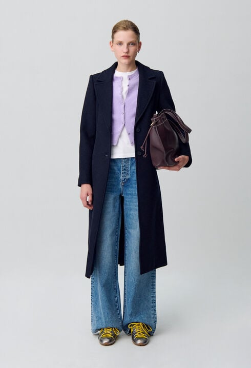 Long double-breasted wool coat