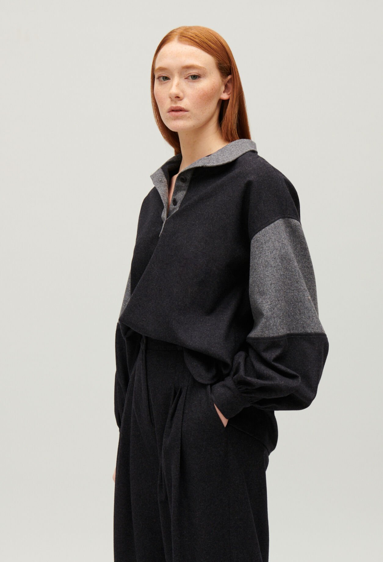 Dark grey loose-fit blouse