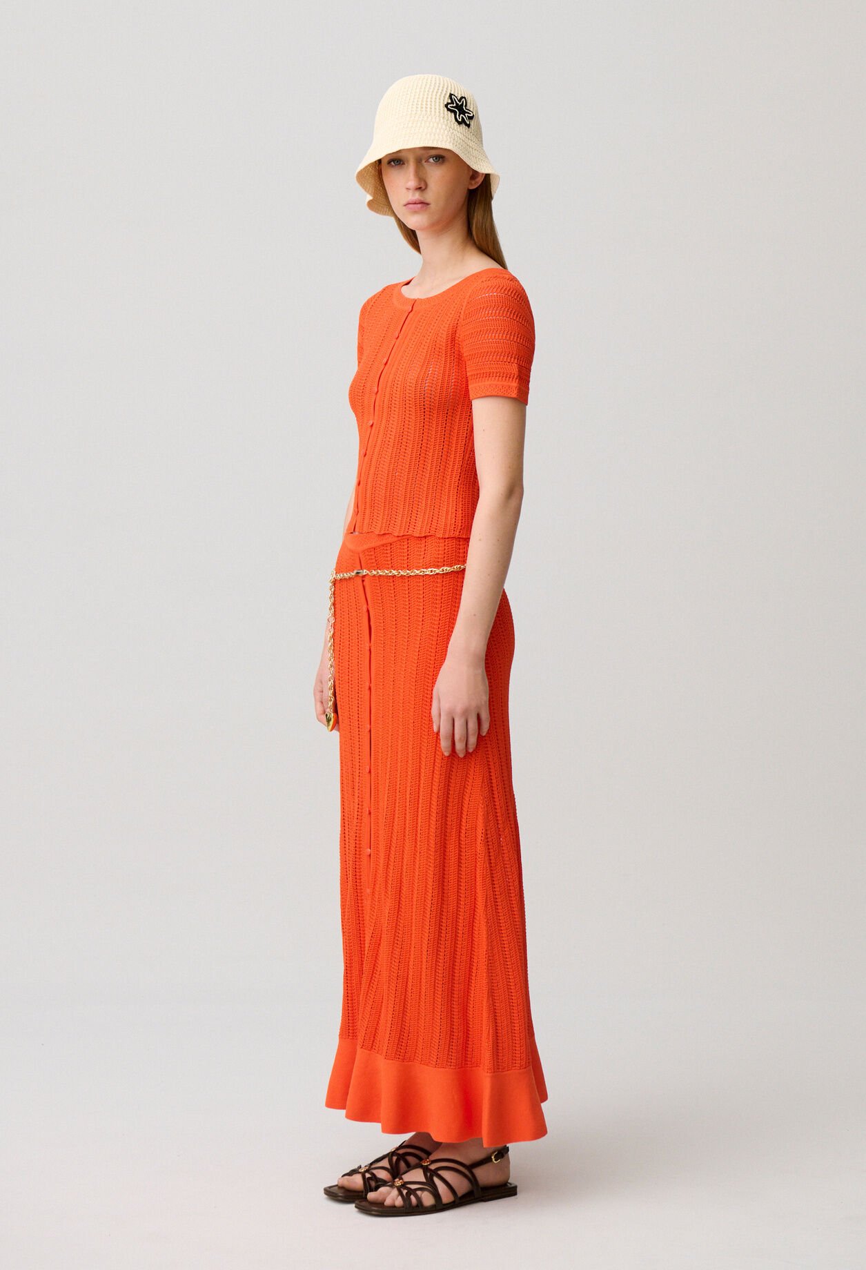 Short-sleeved crochet top