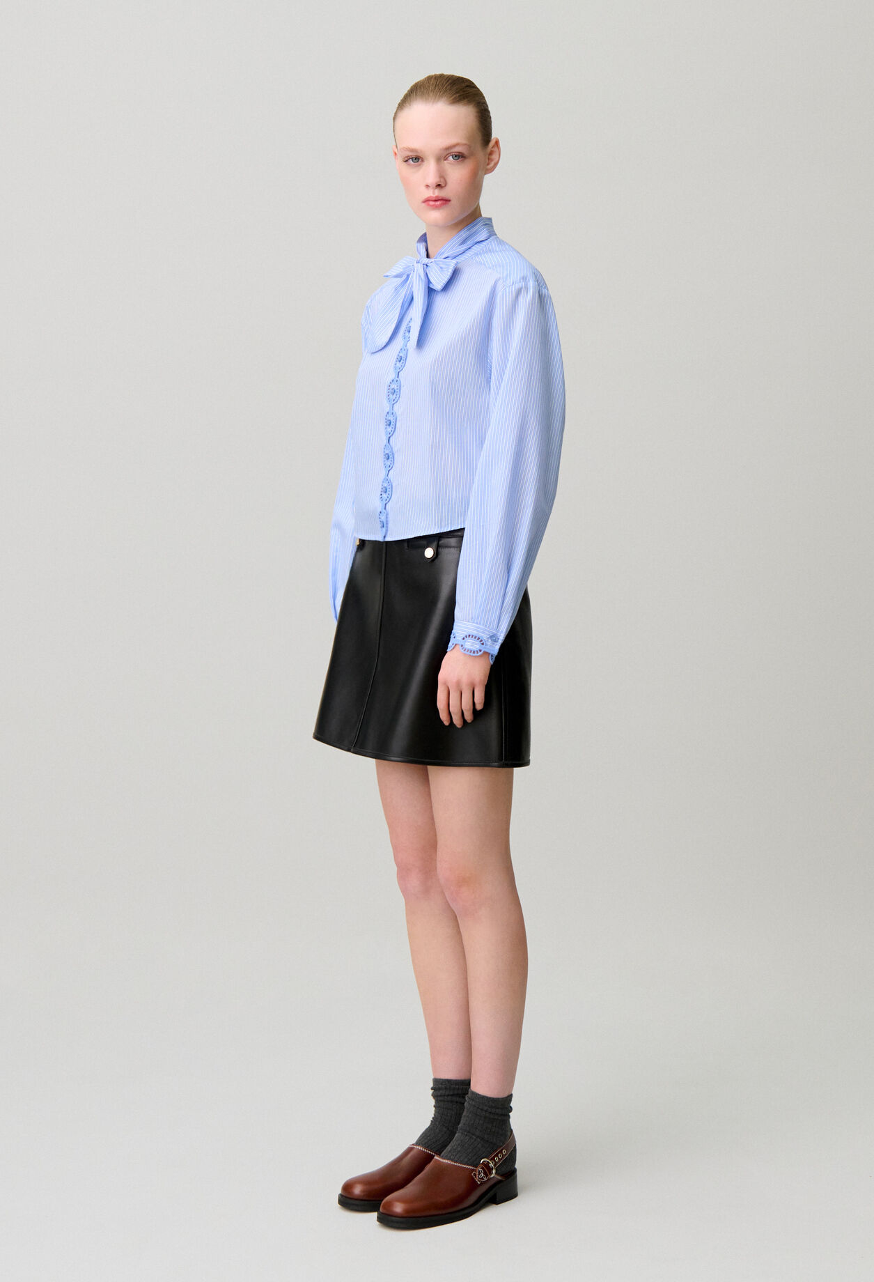 Striped poplin shirt