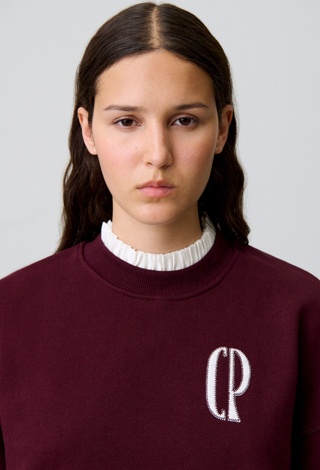 Victorian collar cotton sweatshirt
