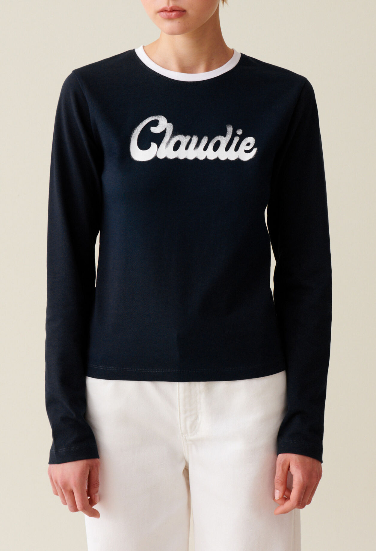 Black cotton long-sleeve T-shirt