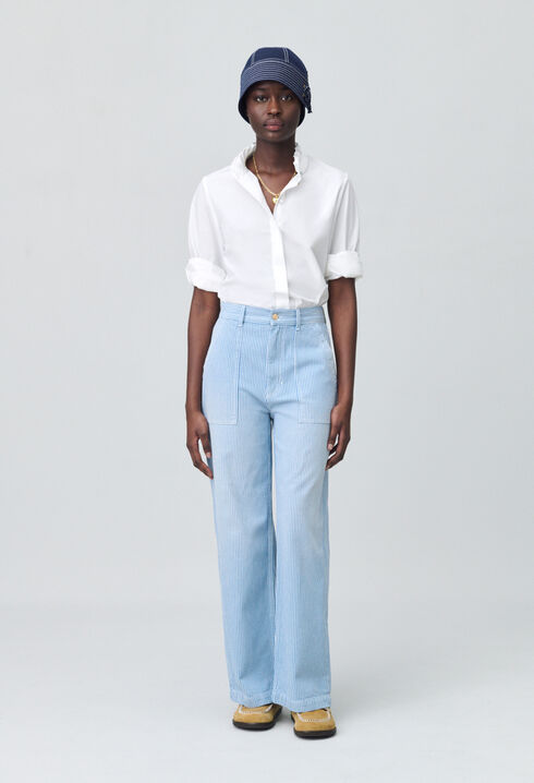 Wide-leg Faded Jeans