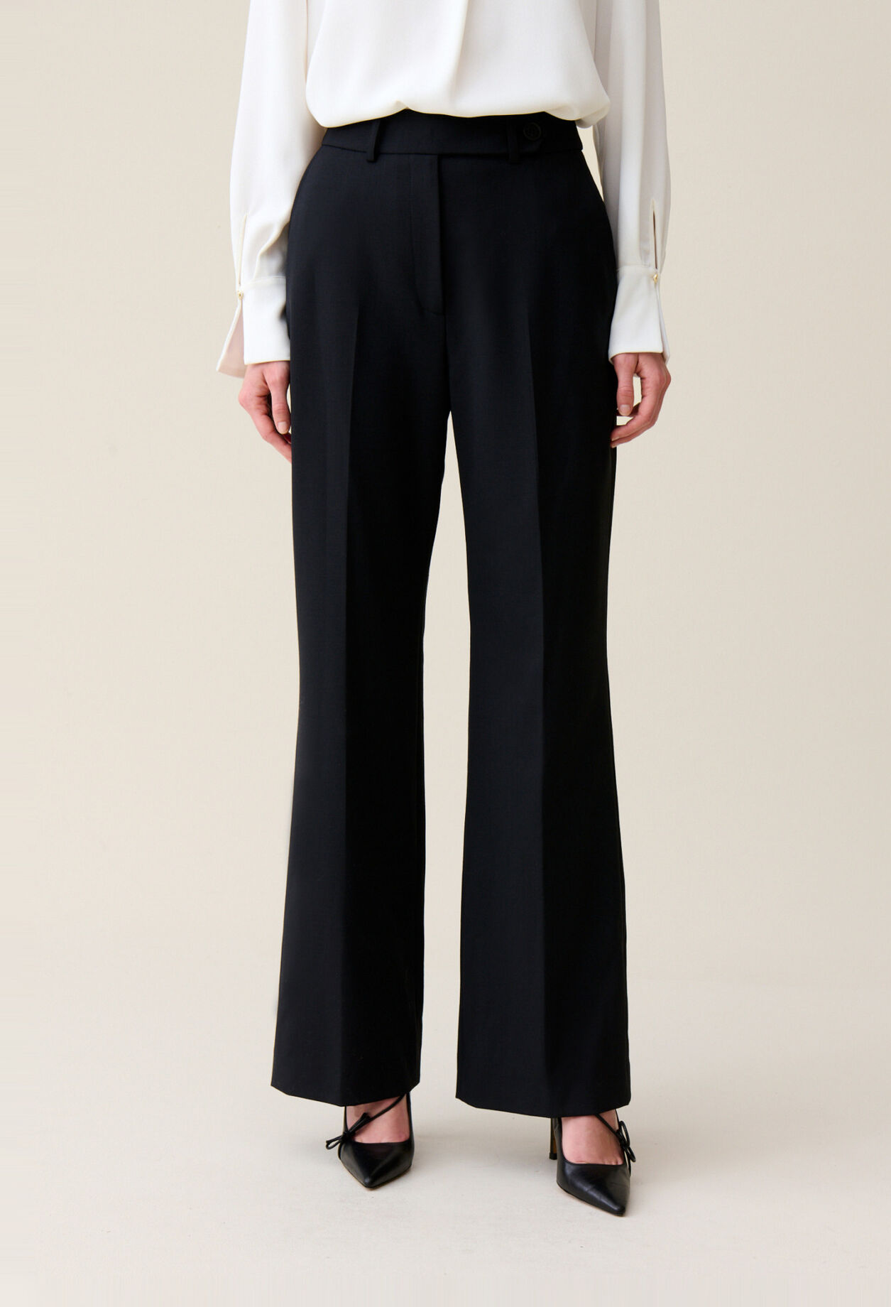 Navy wool suit trousers
