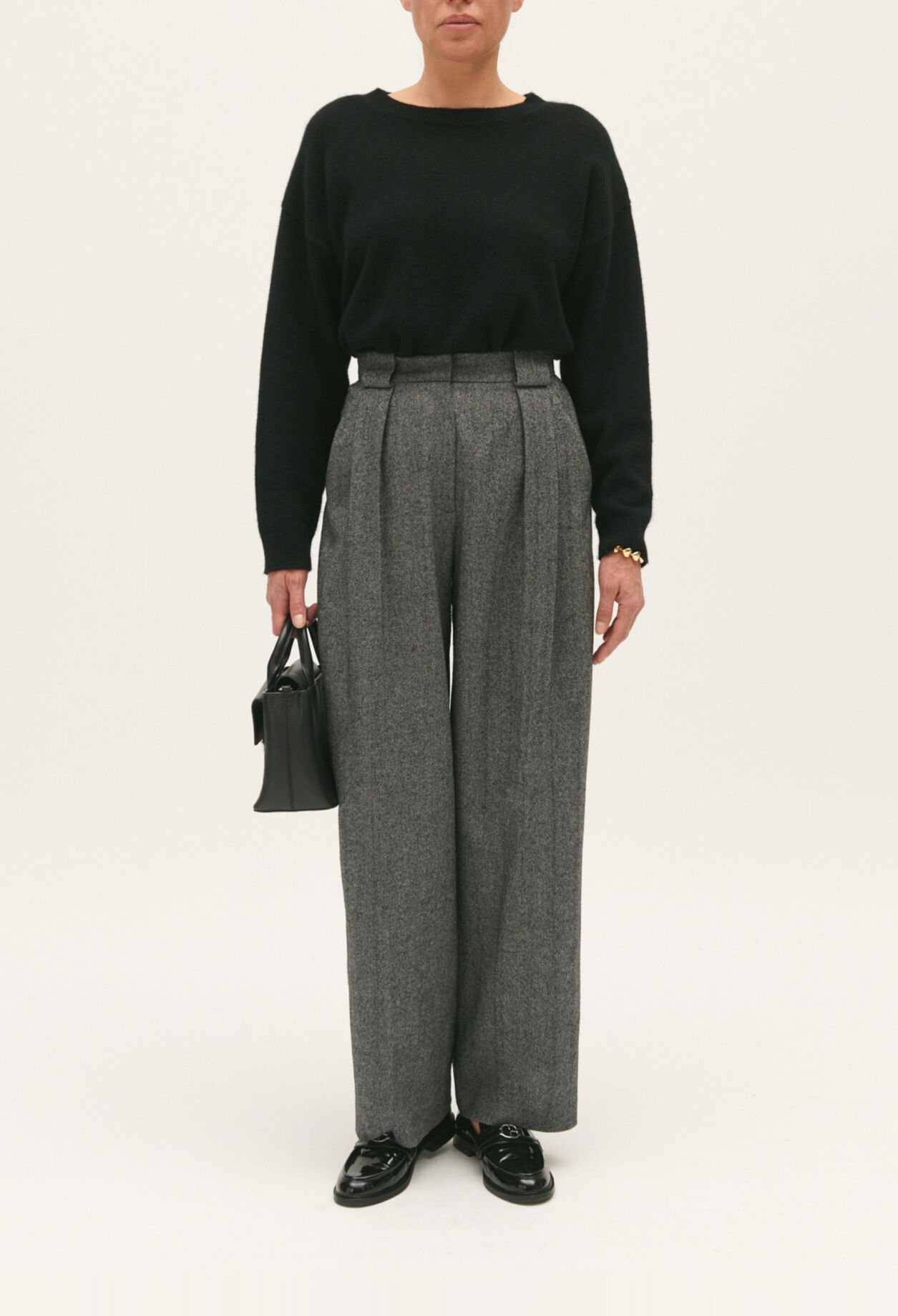 Two-tone wide-leg trousers