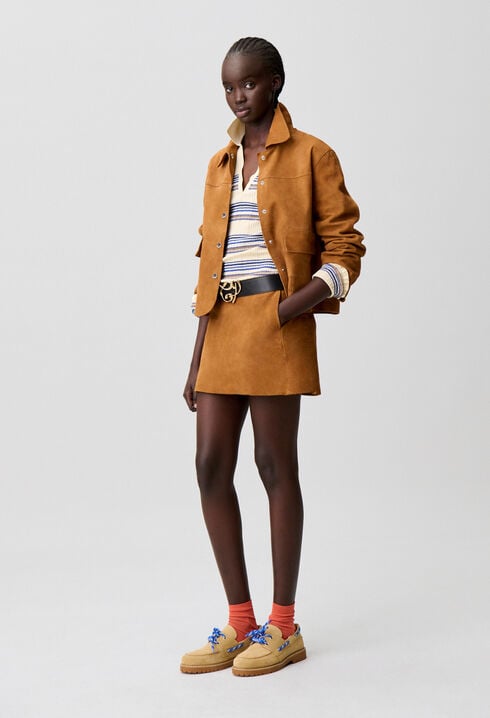 Suede mini skirt