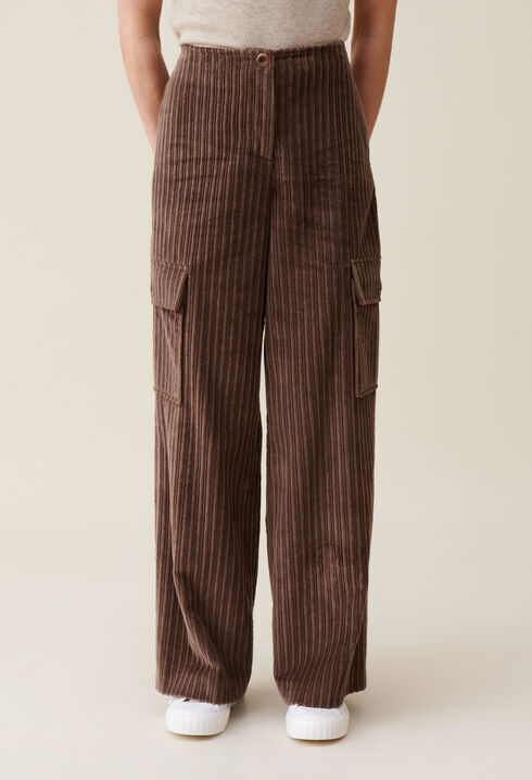 Wide corduroy cargo trousers