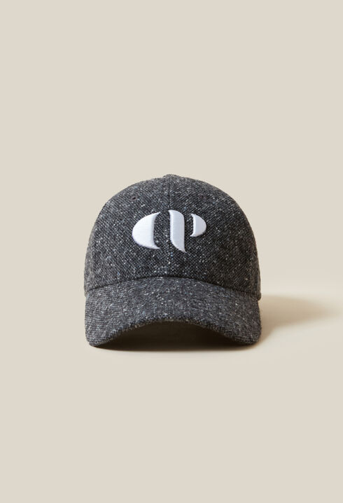 Tweed cap with CP embroidery
