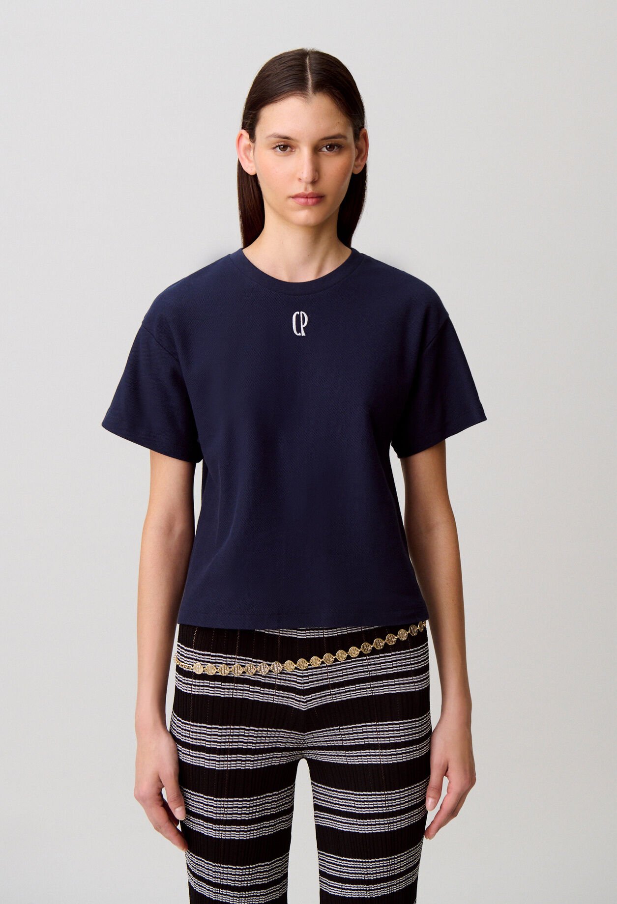 Embroidered cotton T-shirt