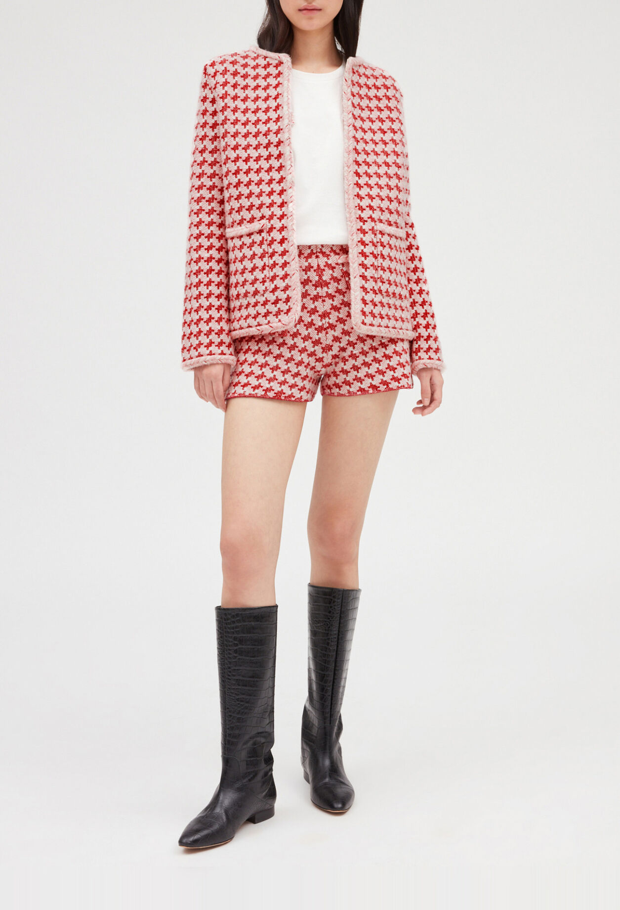 Tweed effect knitted shorts