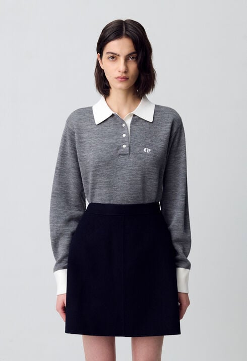 Short Straight Wool Skirt