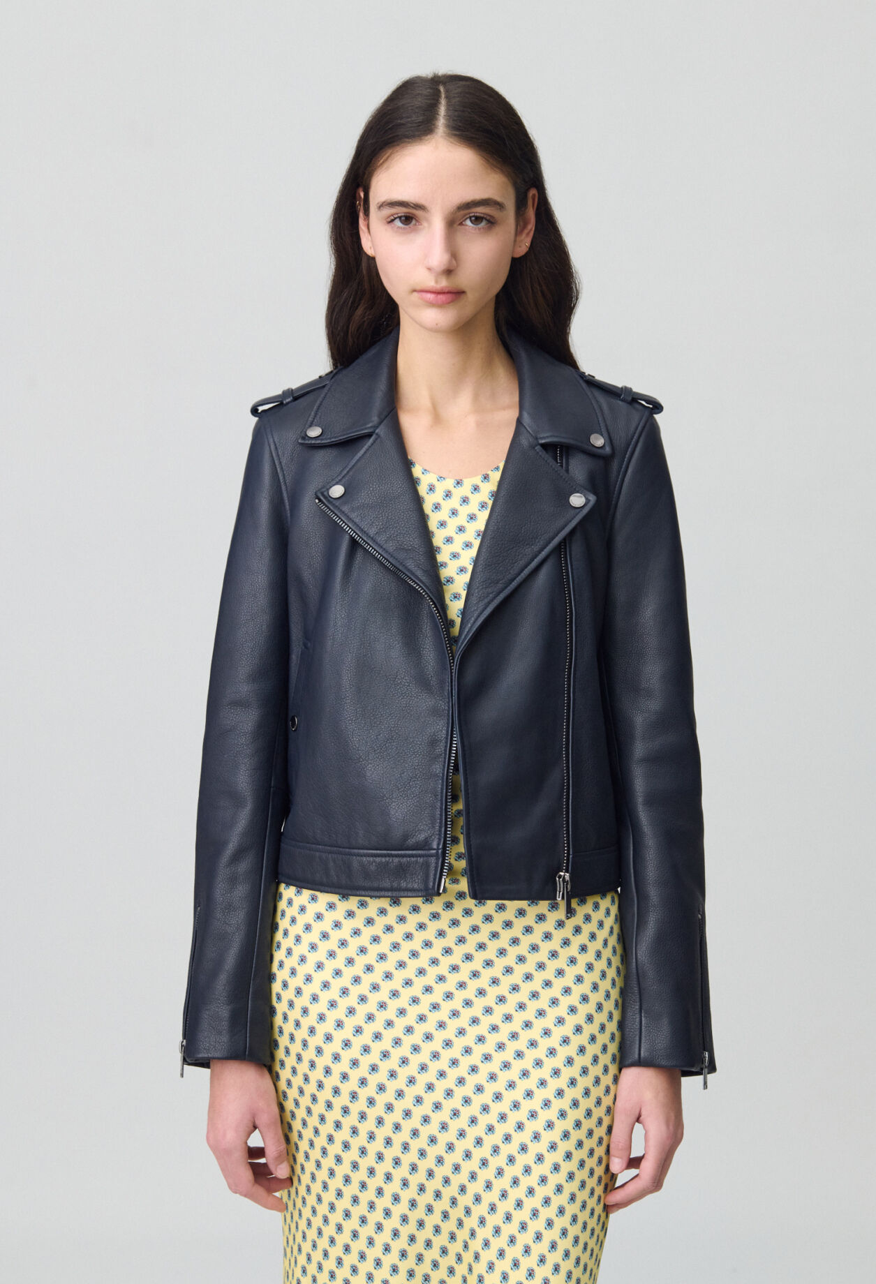 Black grained leather jacket