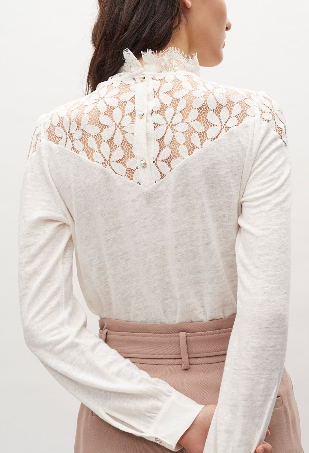 Top with lace inserts