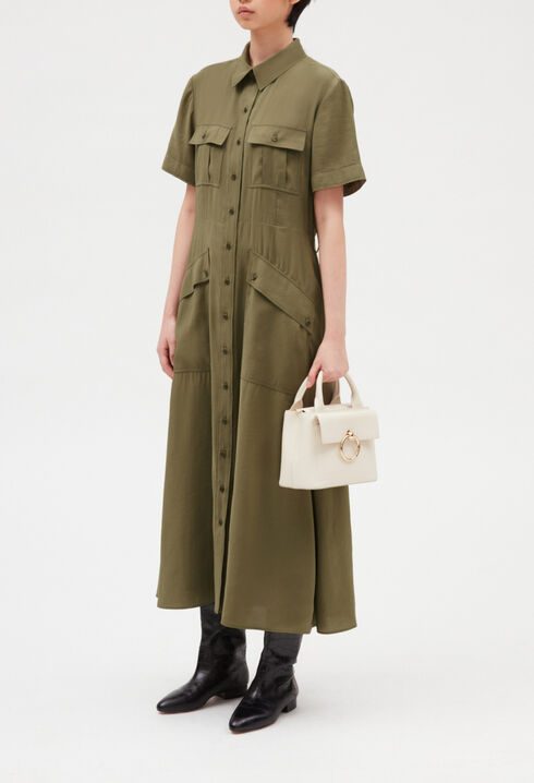 Flowing short-sleeved midi dress 