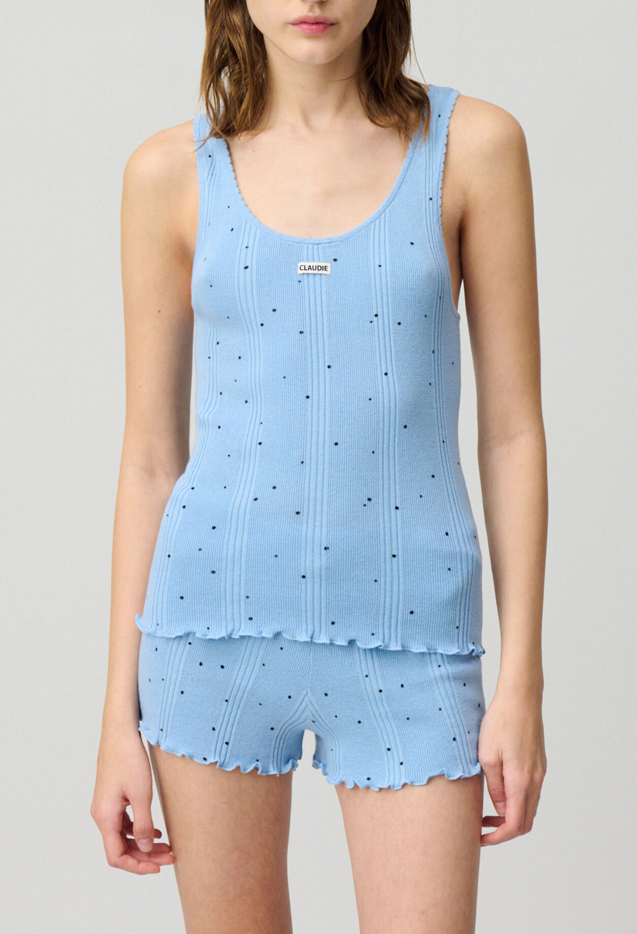 Polka Dot Fine Knit Tank Top