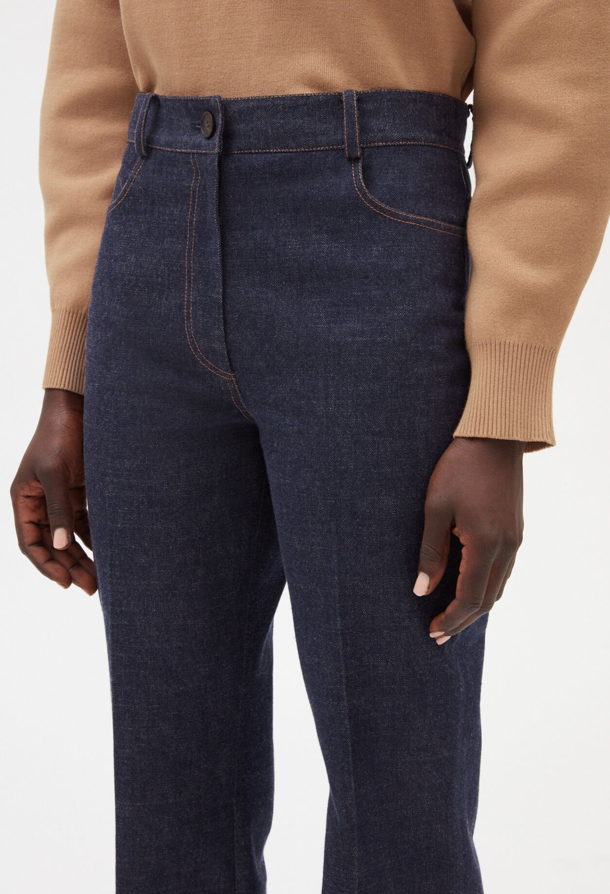 Blue denim trousers