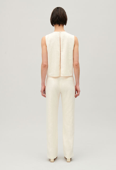 Ecru sequinned trousers