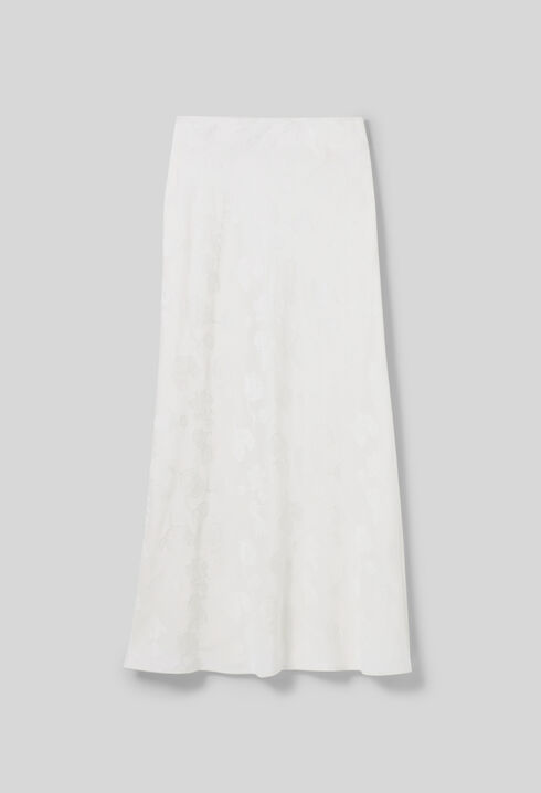 Mid-length flowy satin skirt