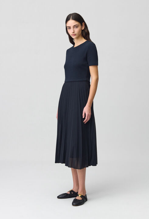 Long dual-fabric Teli dress