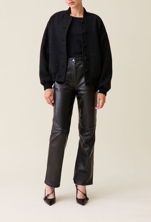 Black tweed bomber