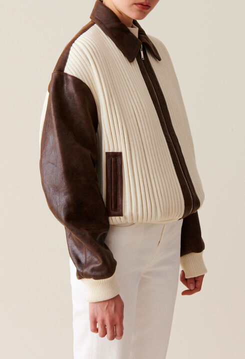 Brown two-tone bomber jacket