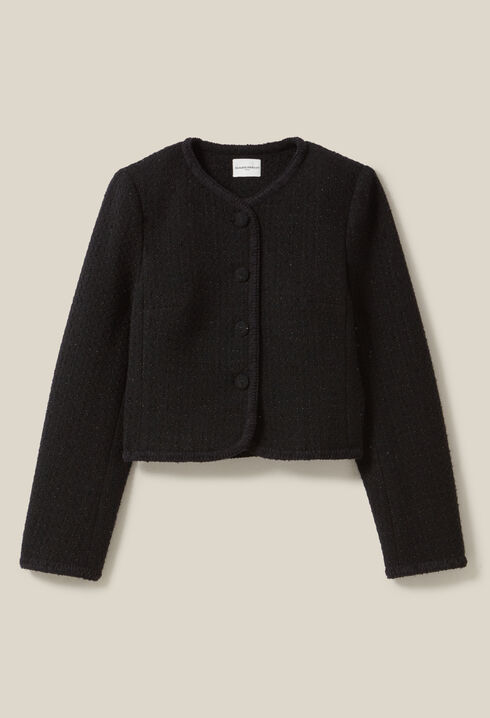Black straight tweed jacket