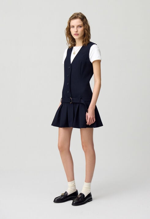 Pleated fitted short dress