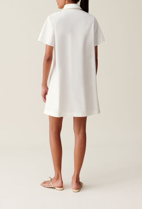 Short Embroidered White Shirt Dress
