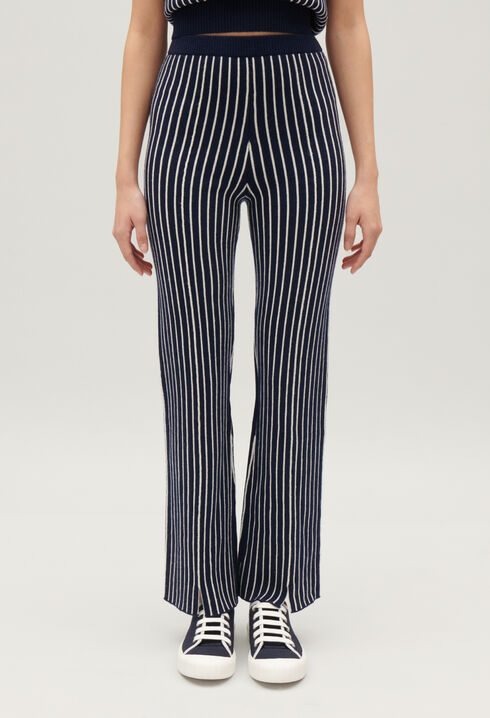 Stripy knit trousers