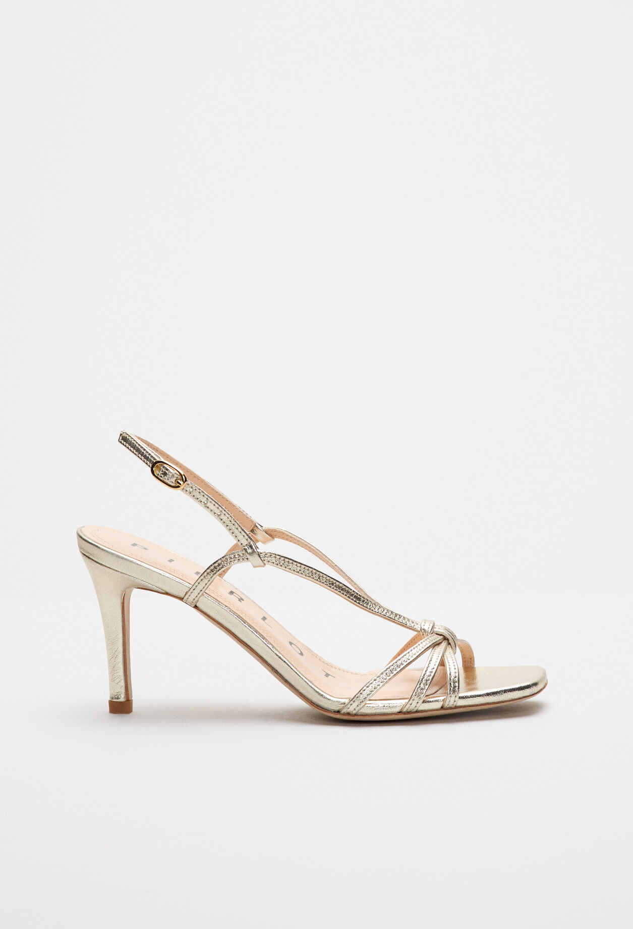 Metallic sandals with heels
