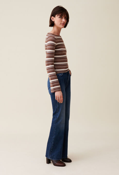 Striped flared sleeve jumper