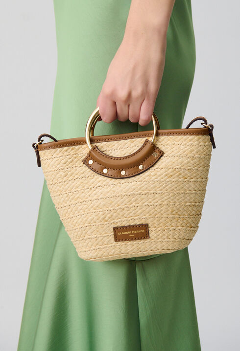 Small woven basket bag with ring