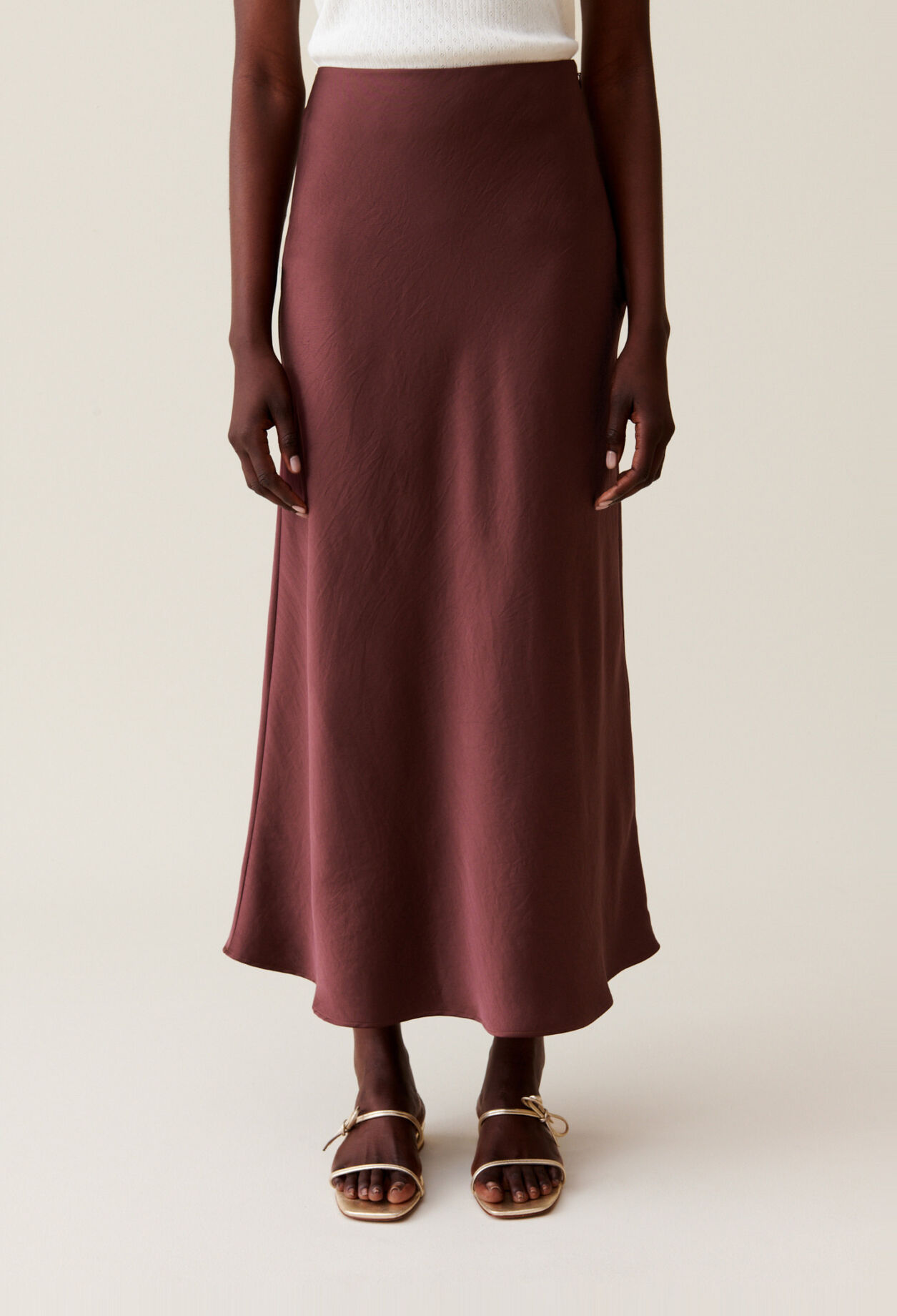 Flowing Satin Midi Skirt