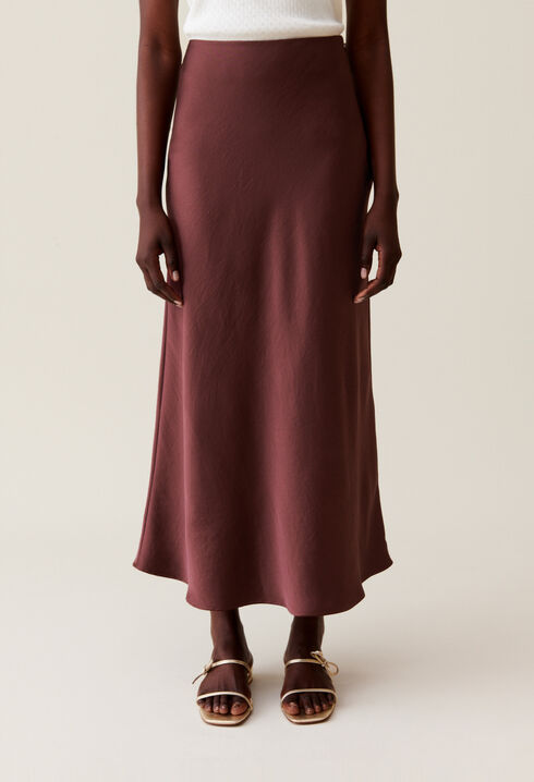 Flowing Satin Midi Skirt