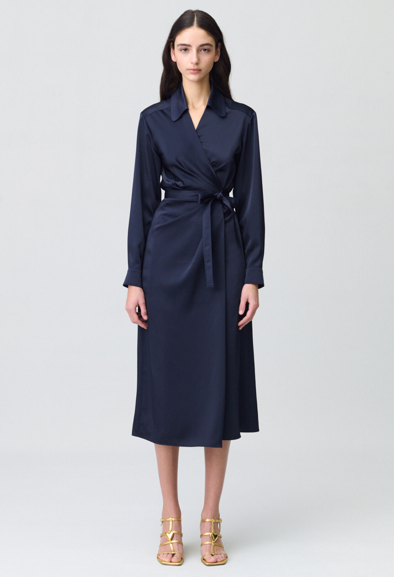 Mid-length Satin Wrap Dress