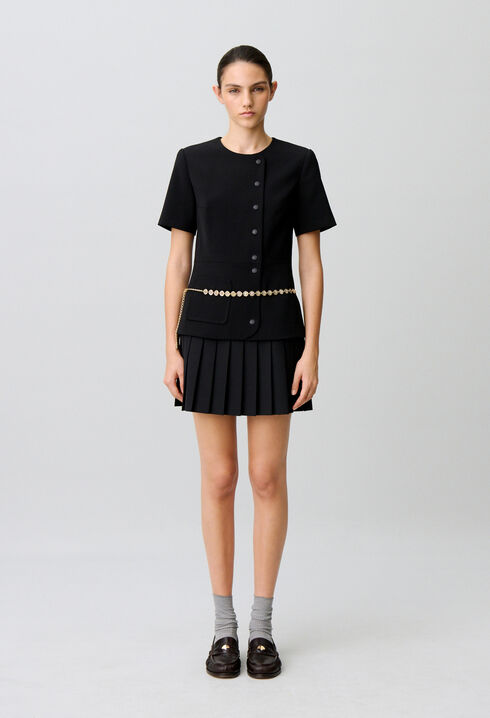 Short pleated peplum dress