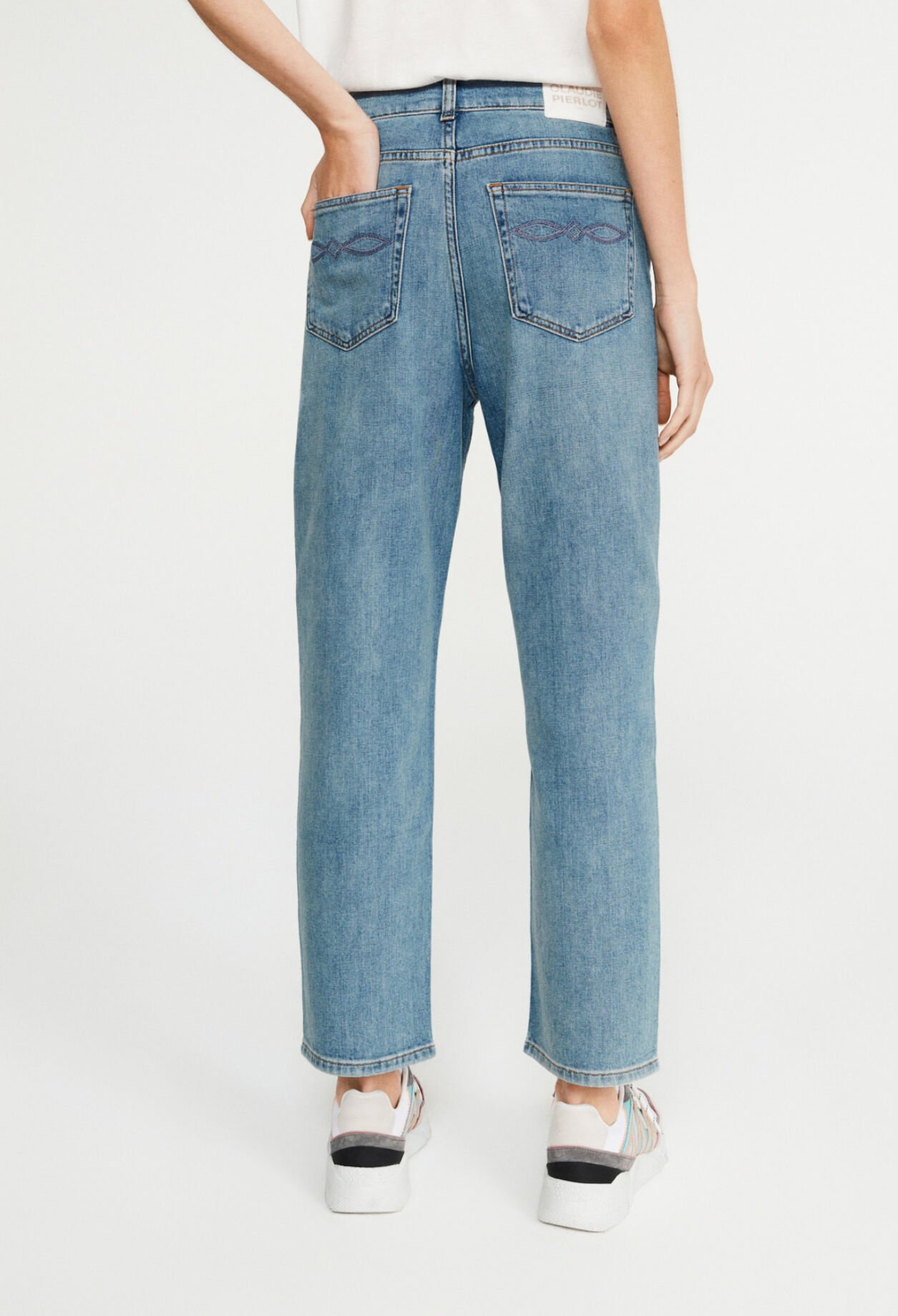 Faded blue jeans made of organic cotton