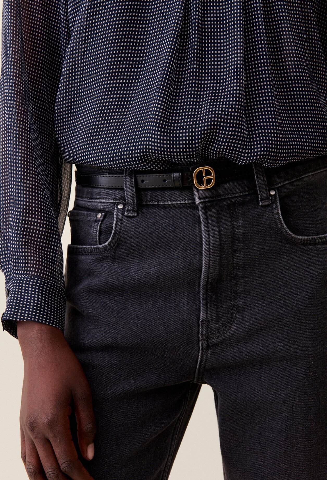 CP Gold Buckle Leather Belt