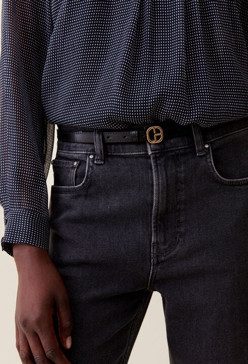 CP Gold Buckle Leather Belt