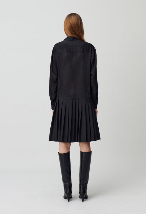 Striped mixed-fabric dress