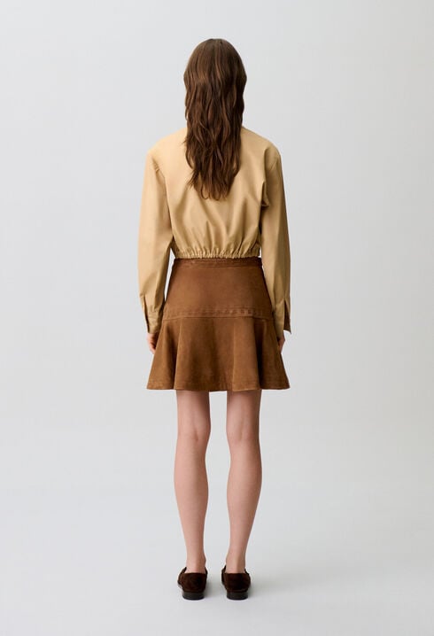 Short suede skirt