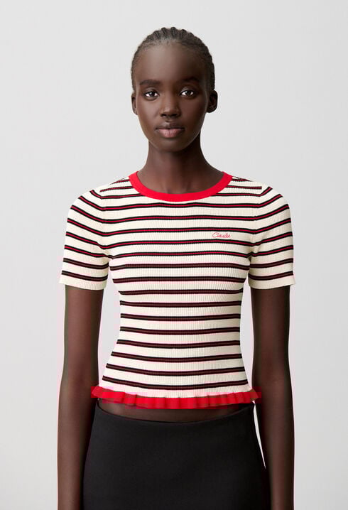 Tricolour striped T-shirt