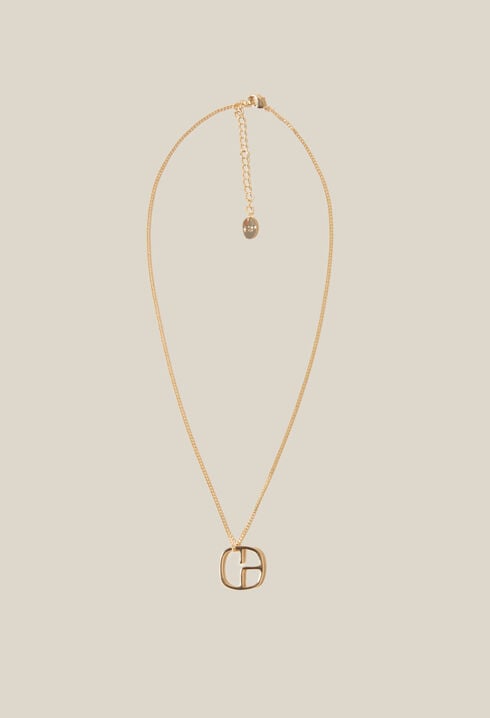 Gold monogram pendant necklace