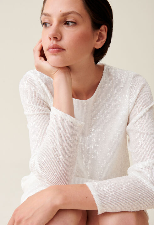 Rififi short ecru dress with sequins