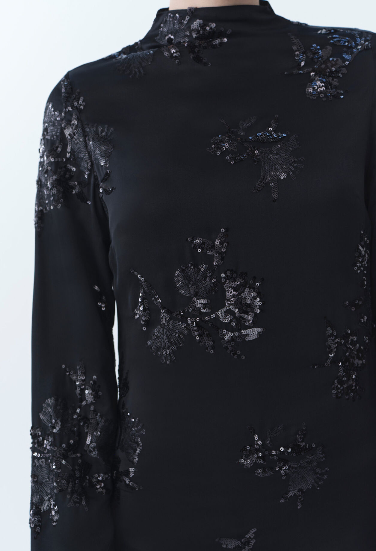 Black dress embroidered sequins