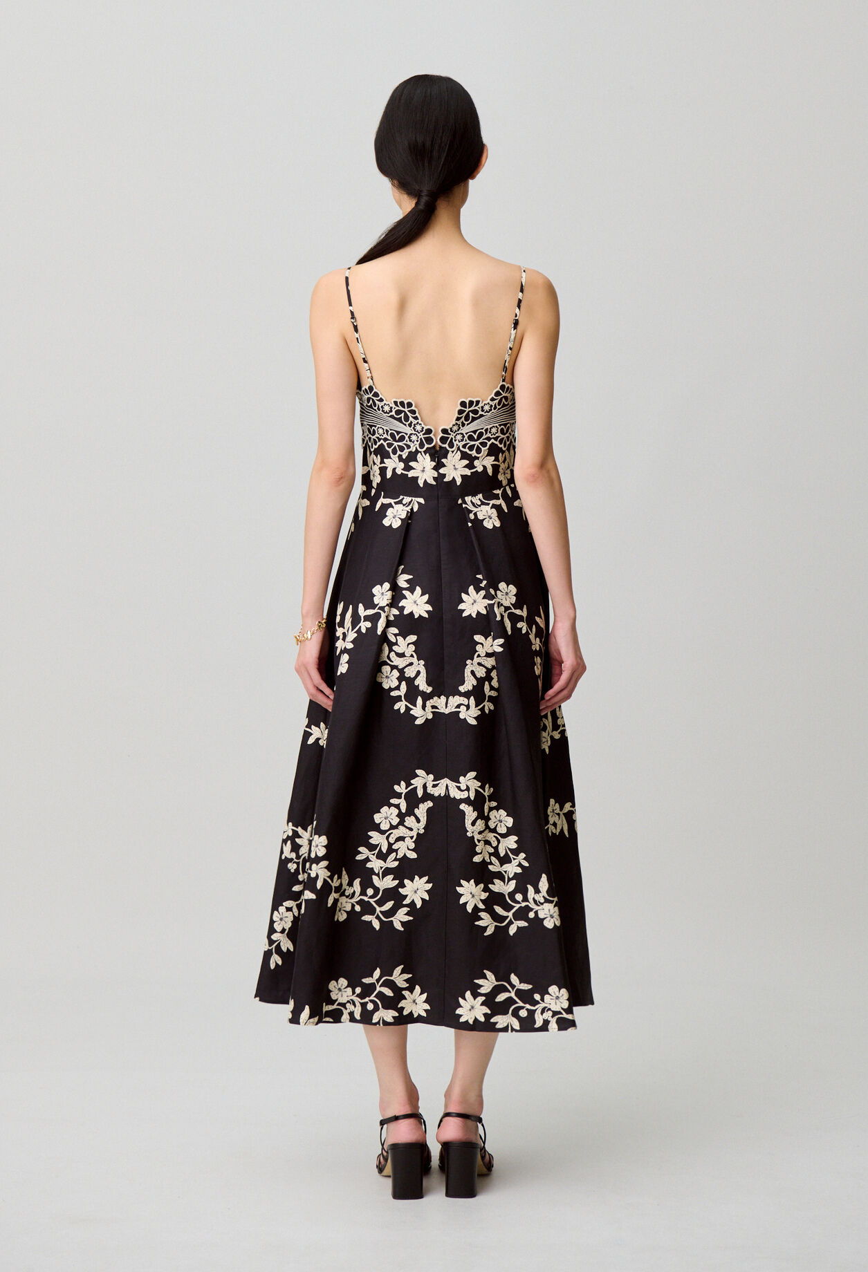 Floral embroidered strappy dress