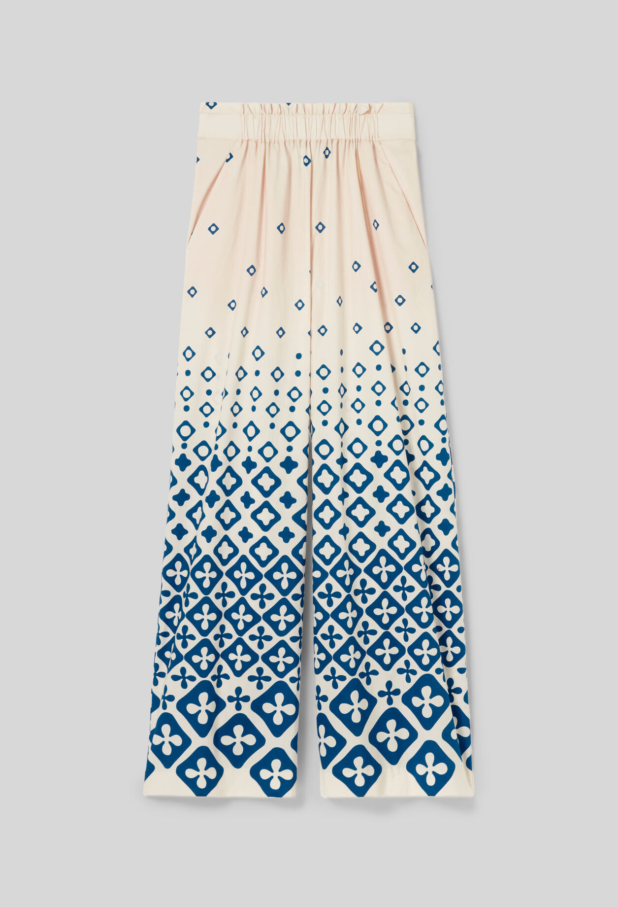 Wide-Leg Fluid Print Trousers